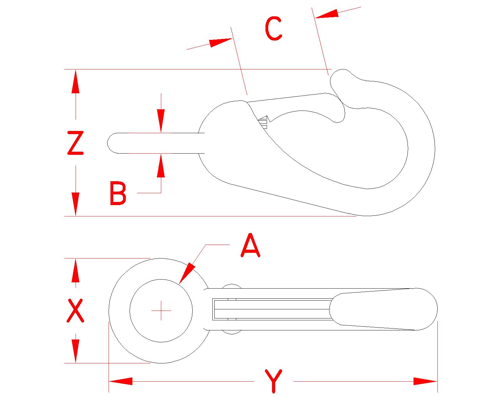 Stainless Steel Fixed Eye Snap, S0175-0000, S0175-0001, S0175-0002, S0175-0003, Line Drawing